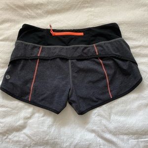 LULULEMON Speed Up Shorts 2.5” in charcoal/coral